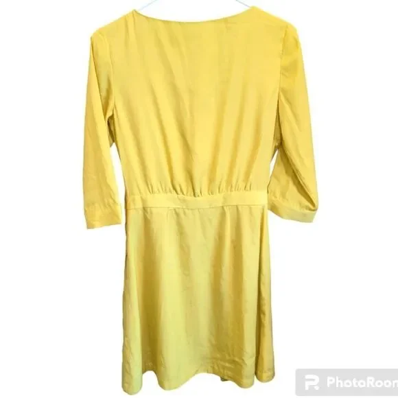 H&M Yellow Women's Pleated Midi Spring Dress Size 6 - Picture 2 of 5